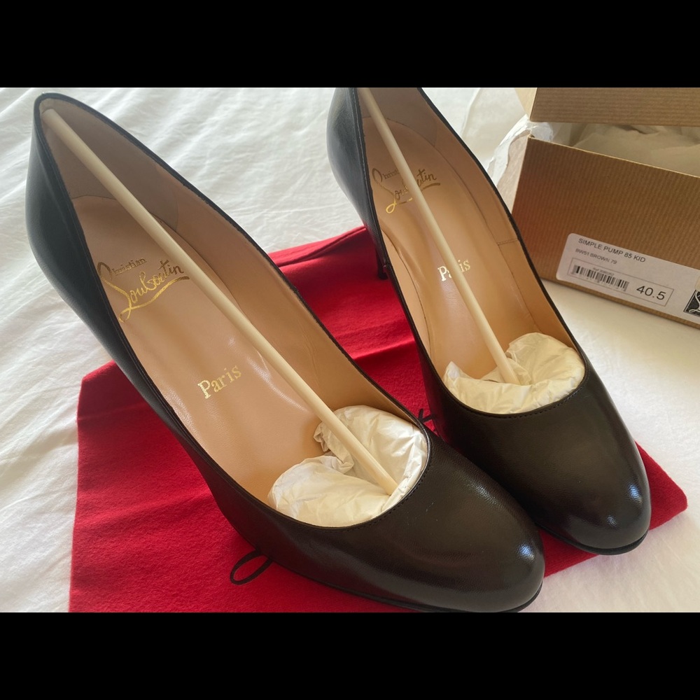 Christian Louboutin Simple 85 Pumps, Dark Brown Size 40.5 / 10